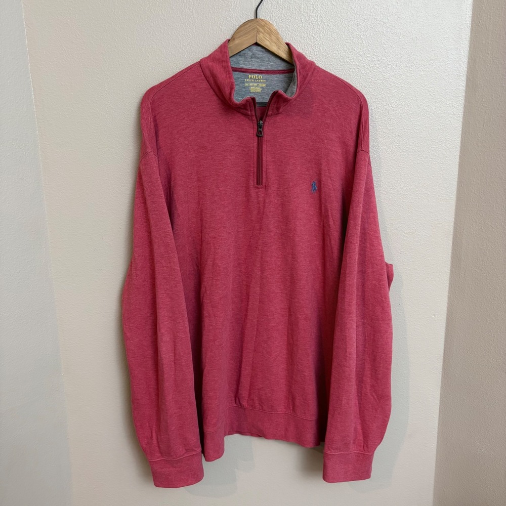 Polo Ralph Lauren Quarter Zip Pullover XXL Red Heather Preppy Classic